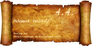 Adamek Anikó névjegykártya